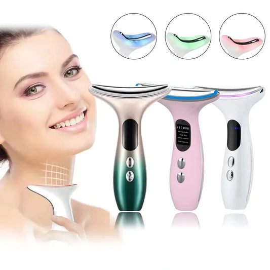 EMS Microcurrent  Face and Neck Massager with LED Photon Firming Anti Wrinkle Rejuvenation Technology